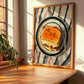 Francesinha – on Striped Tablecloth, Portuguese Food Painting, clean layout with no caption