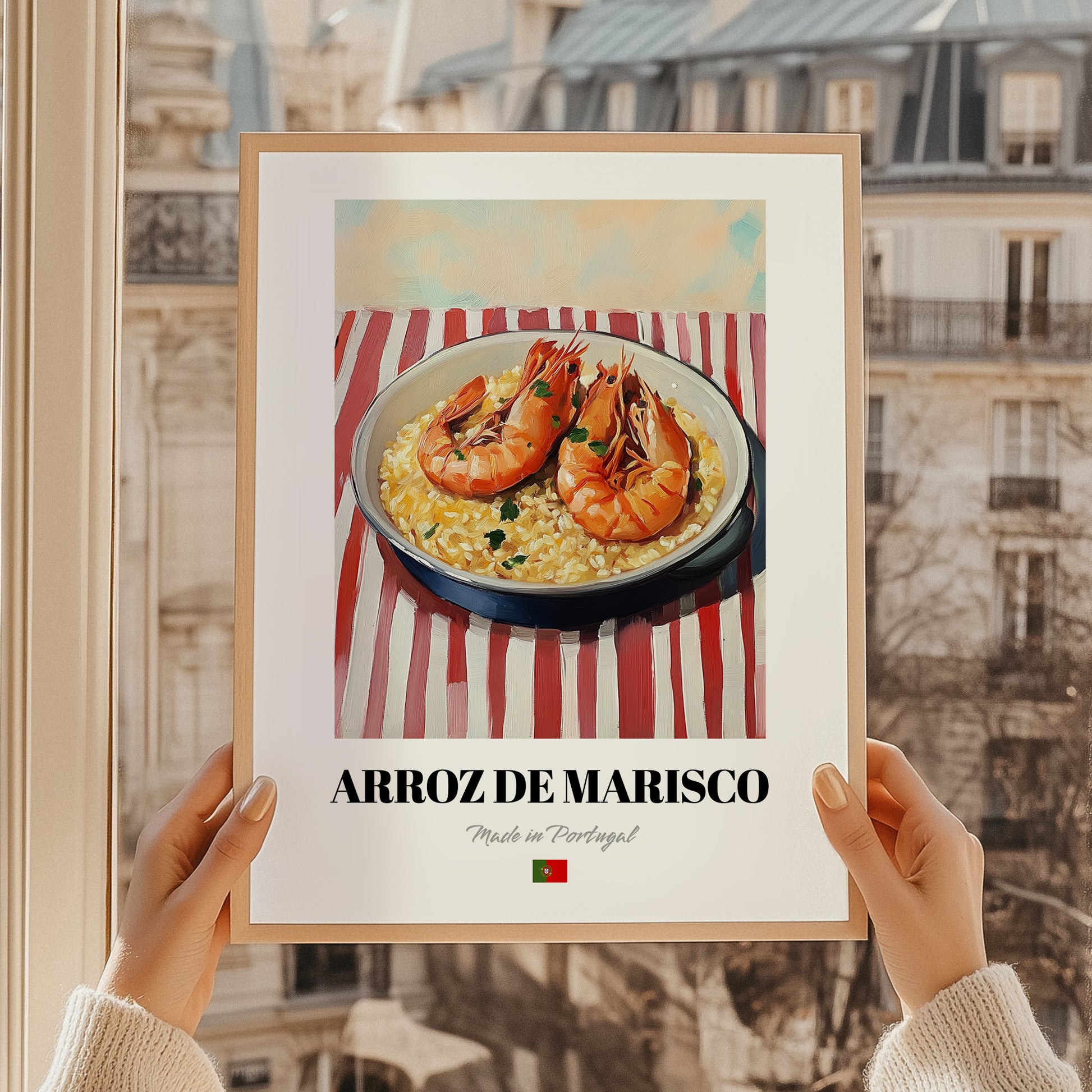 Arroz de Marisco – Art, Portuguese Food Wall Art, styled in a charming Paris street view
