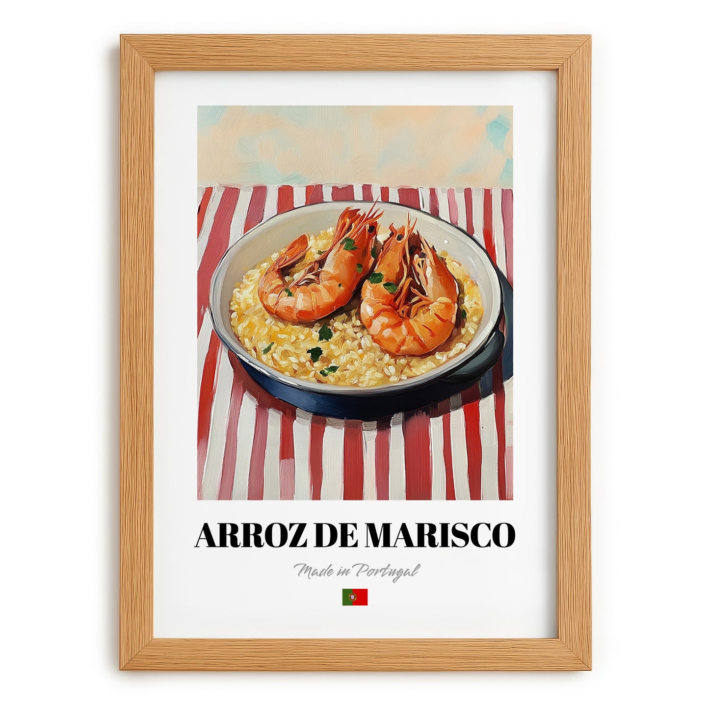 Arroz de Marisco – Art, Portuguese Food Wall Art, set in oak frame