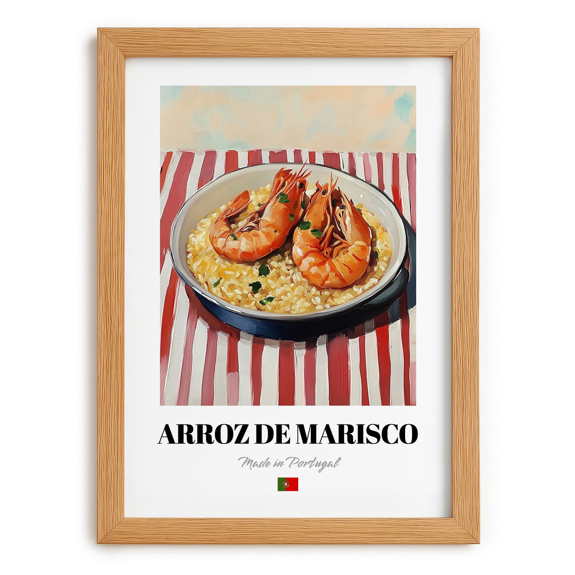 Arroz de Marisco – Art, Portuguese Food Wall Art, set in oak frame