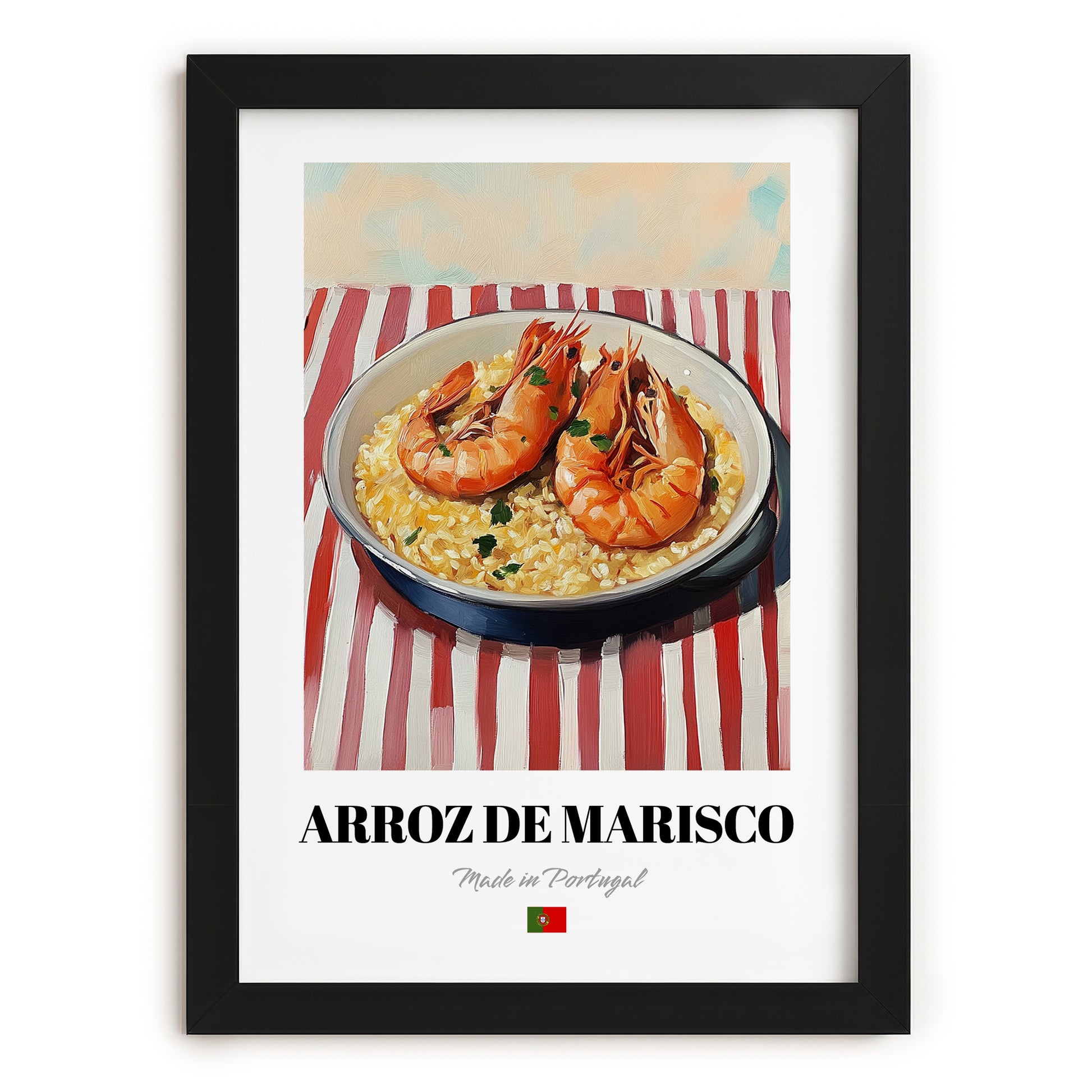 Arroz de Marisco – Art, Portuguese Food Wall Art, in sleek black frame