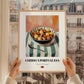 Cozido à Portuguesa – on Striped Tablecloth, Portuguese Food Wall Art, styled in a charming Paris street view