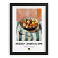Cozido à Portuguesa – on Striped Tablecloth, Portuguese Food Wall Art, in sleek black frame