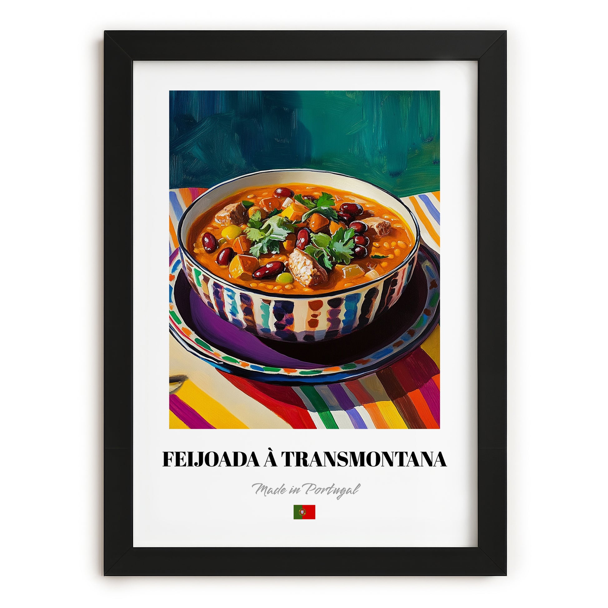 Feijoada à Transmontana – Art, Portuguese Food Illustration, in sleek black frame