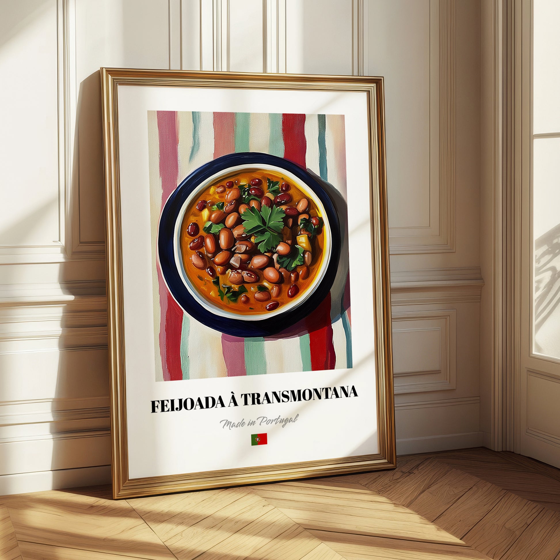 Feijoada à Transmontana – on Striped Tablecloth, Portuguese Food Print