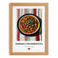 Feijoada à Transmontana – on Striped Tablecloth, Portuguese Food Print, set in oak frame