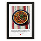Feijoada à Transmontana – on Striped Tablecloth, Portuguese Food Print, in sleek black frame