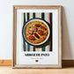 Arroz de Pato – on Striped Tablecloth, Portuguese Food Art, in wooden frame leaning on the floor