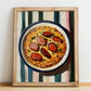 Arroz de Pato – on Striped Tablecloth, Portuguese Food Art, no-text version framed in wood