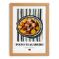 Polvo à Lagareiro – on Striped Tablecloth, Portuguese Food Still Life, set in oak frame