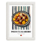Polvo à Lagareiro – on Striped Tablecloth, Portuguese Food Still Life, placed in minimal white frame