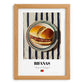 Bifanas – on Striped Tablecloth, Portuguese Food Illustration, set in oak frame