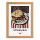 Döner Kebab – on Striped Tablecloth, Turkish Food Painting, set in oak frame