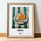 Börek – on Striped Tablecloth, Turkish Pastry Wall Poster, in wooden frame leaning on the floor