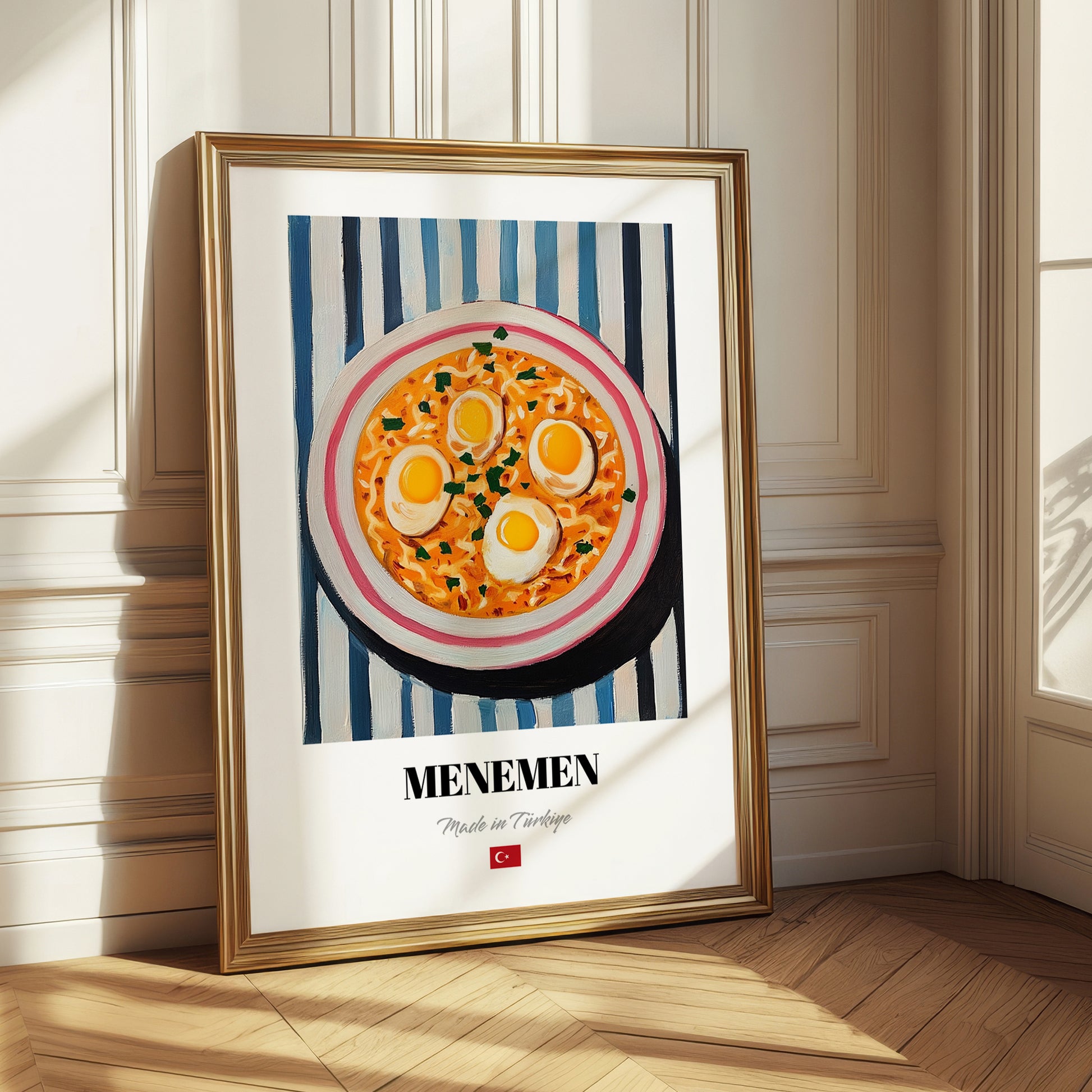 Menemen – on Striped Tablecloth, Turkish Food Wall Decor