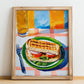 Balık Ekmek – Oil Painting, Turkish Food Illustration, no-text version framed in wood