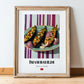 İmam Bayıldı – on Striped Tablecloth, Turkish Food Illustration, in wooden frame leaning on the floor