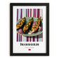 İmam Bayıldı – on Striped Tablecloth, Turkish Food Illustration, in sleek black frame