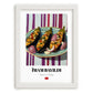 İmam Bayıldı – on Striped Tablecloth, Turkish Food Illustration, placed in minimal white frame