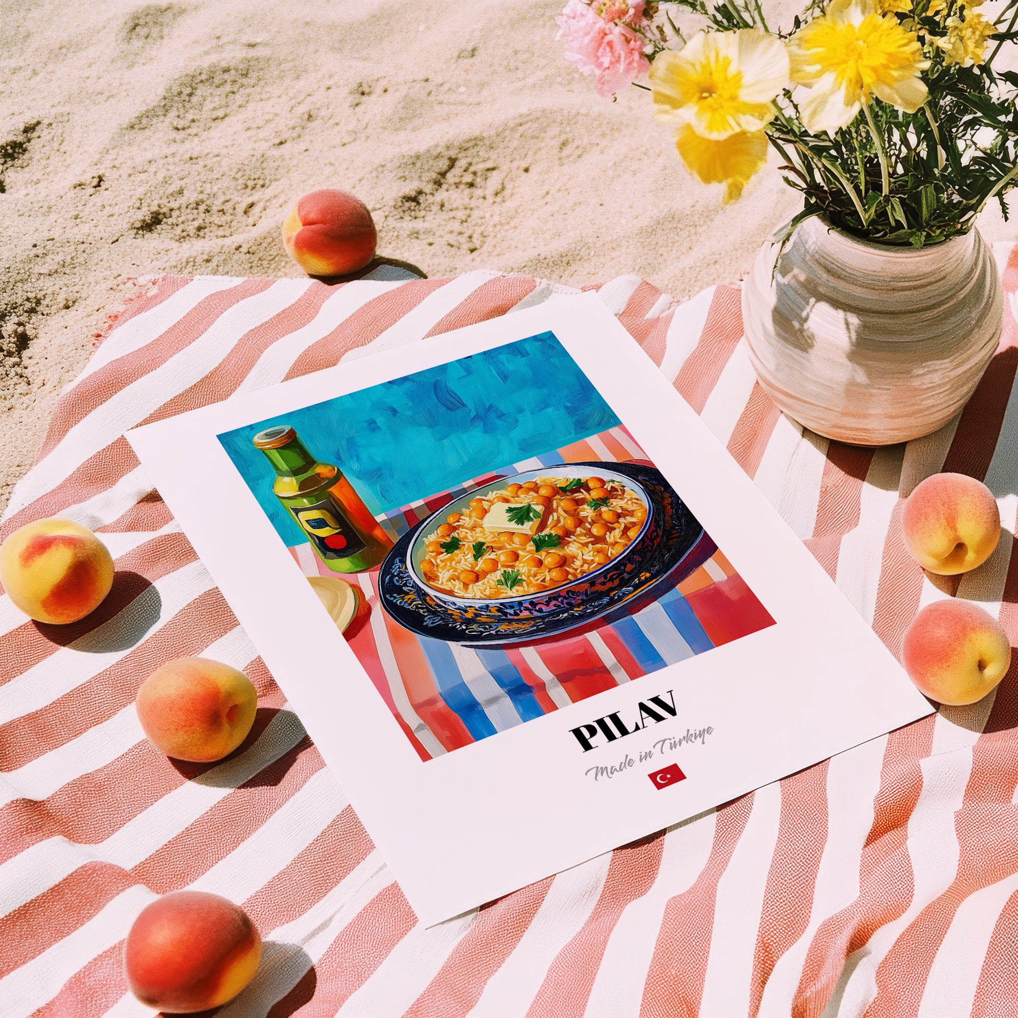 Pilav – Art, Turkish Food Wall Illustration, unframed on coastal sand