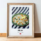 Pilav – on Striped Tablecloth, Turkish Food Print, in wooden frame leaning on the floor
