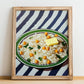 Pilav – on Striped Tablecloth, Turkish Food Print, no-text version framed in wood