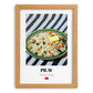 Pilav – on Striped Tablecloth, Turkish Food Print, set in oak frame
