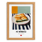 Su Böreği – on Striped Tablecloth, Turkish Pastry Poster, set in oak frame