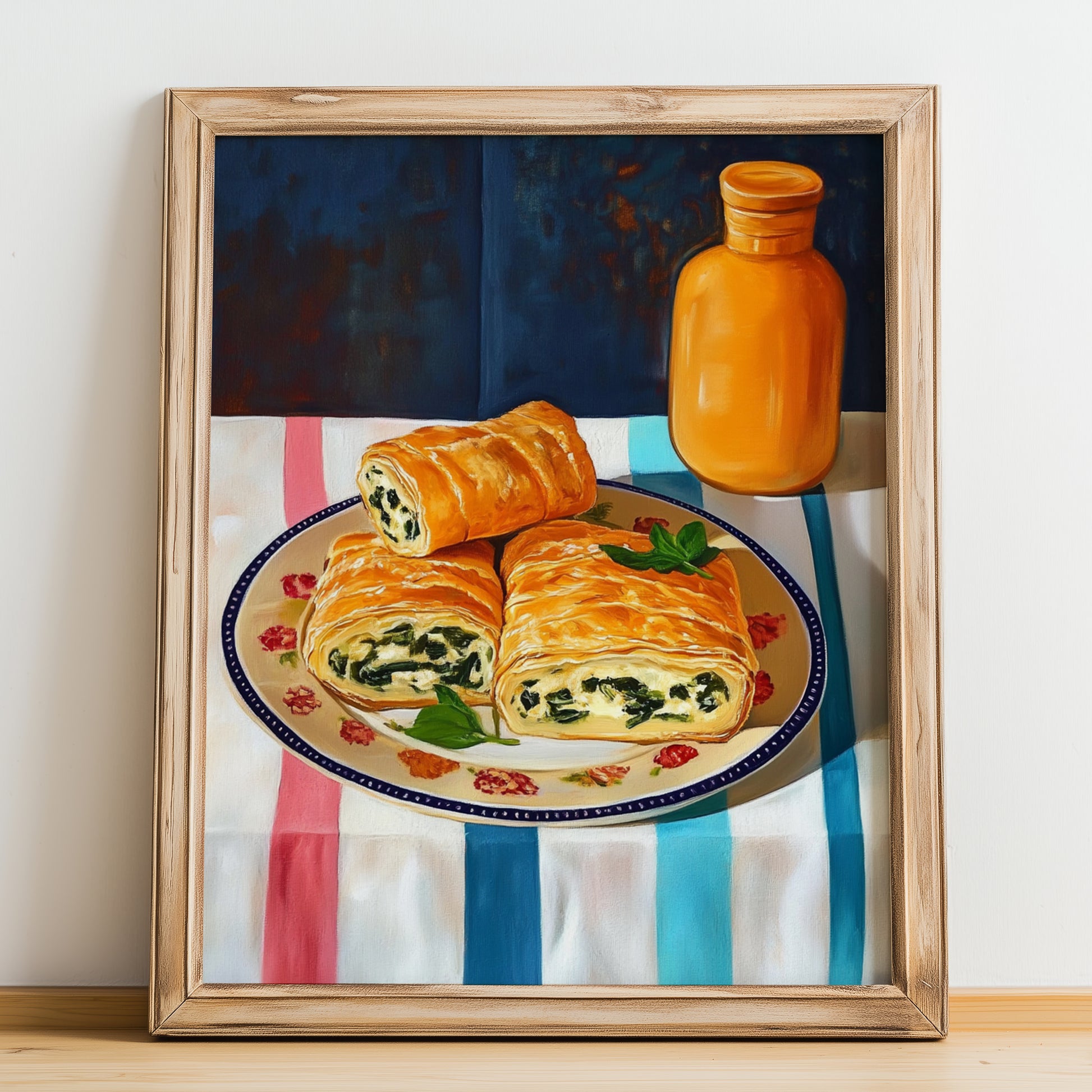 Su Böreği – Art, Turkish Pastry Poster, no-text version framed in wood