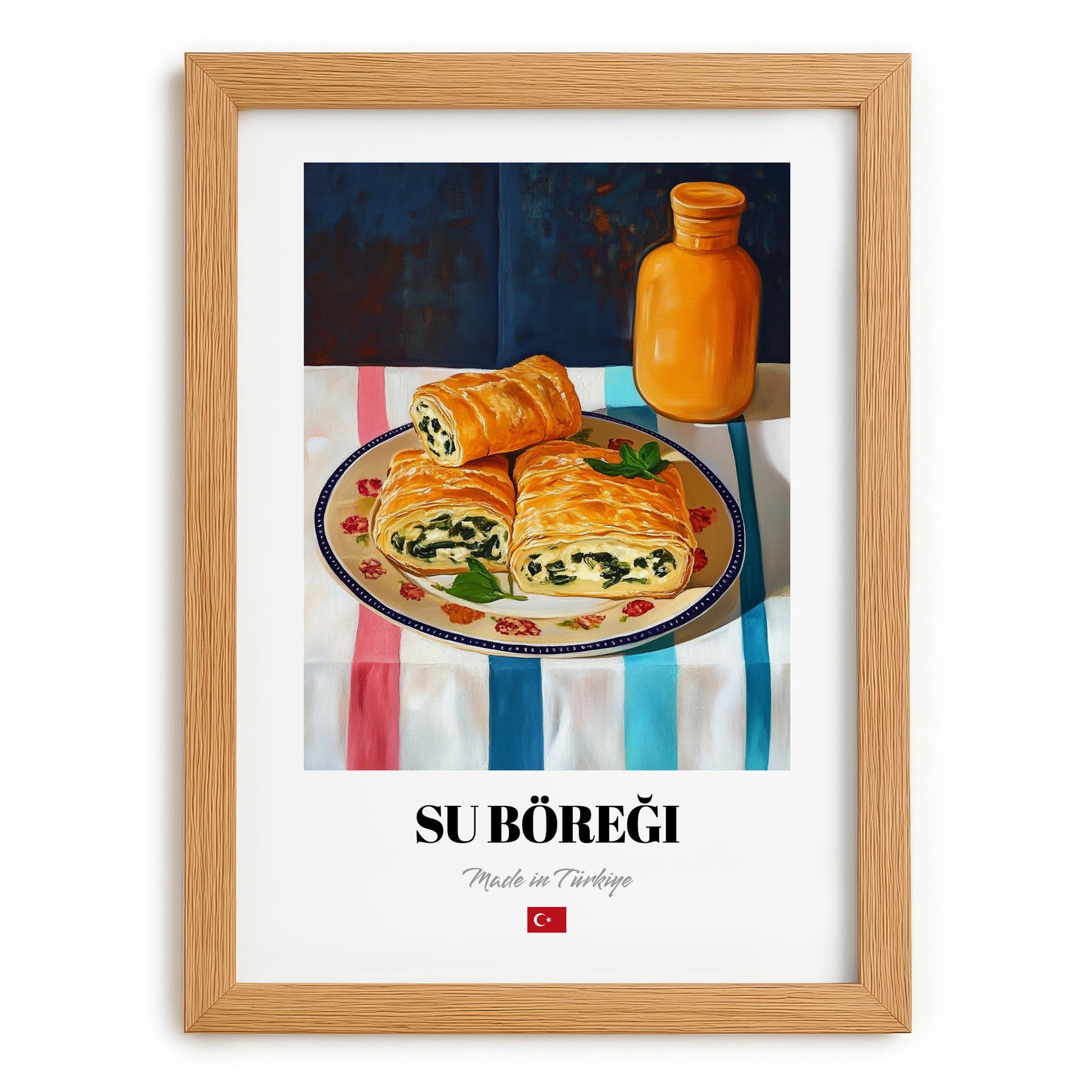 Su Böreği – Art, Turkish Pastry Poster, set in oak frame
