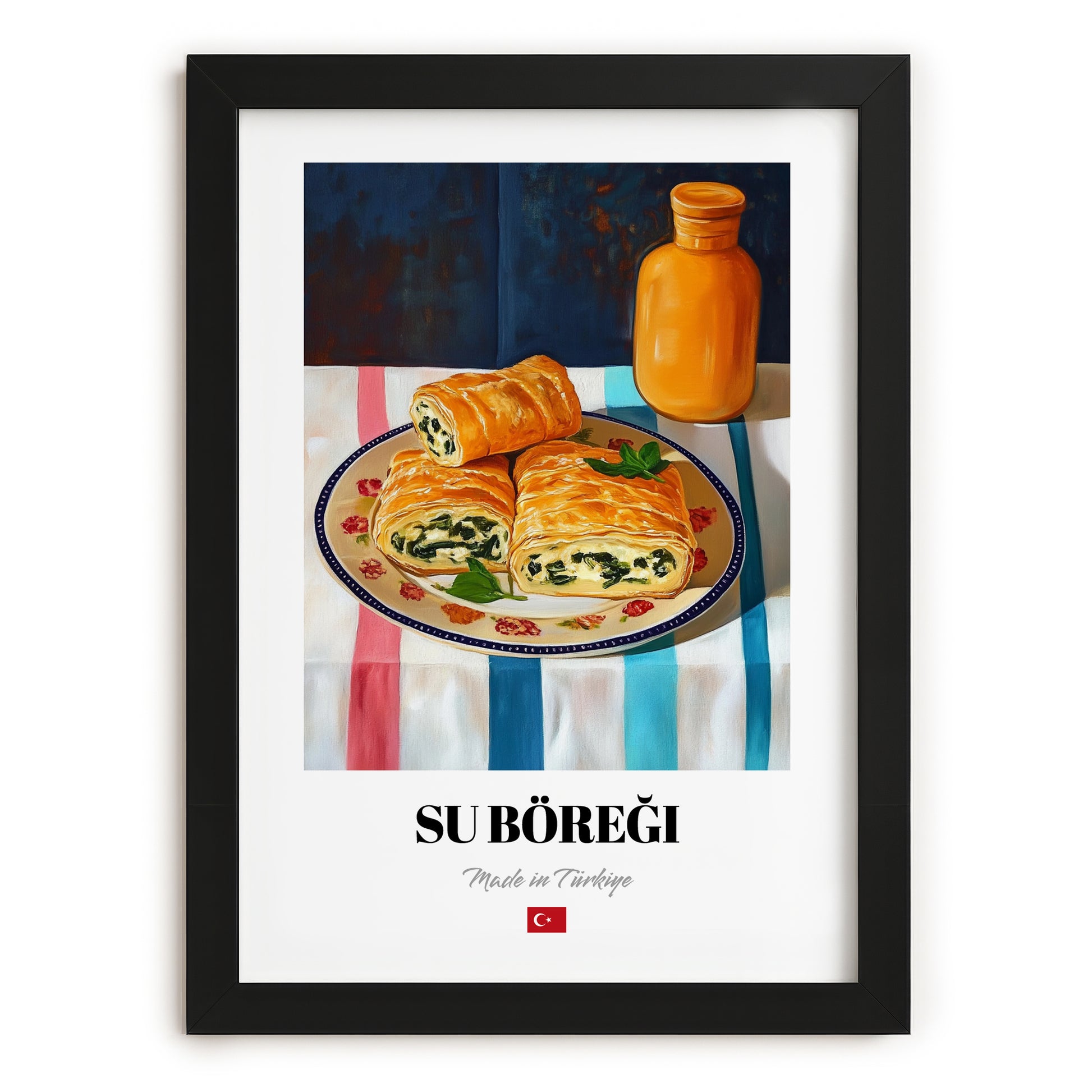 Su Böreği – Art, Turkish Pastry Poster, in sleek black frame