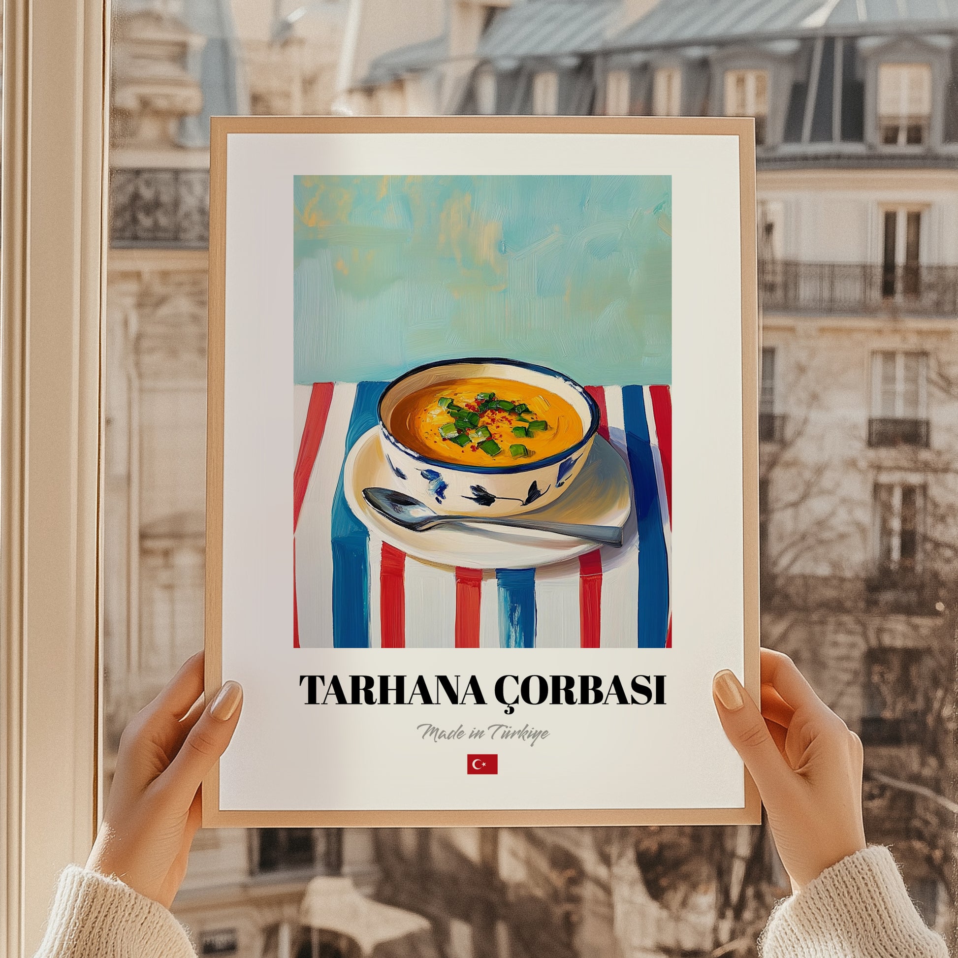 Tarhana Çorbası – Art, Turkish Food Wall Decor, styled in a charming Paris street view
