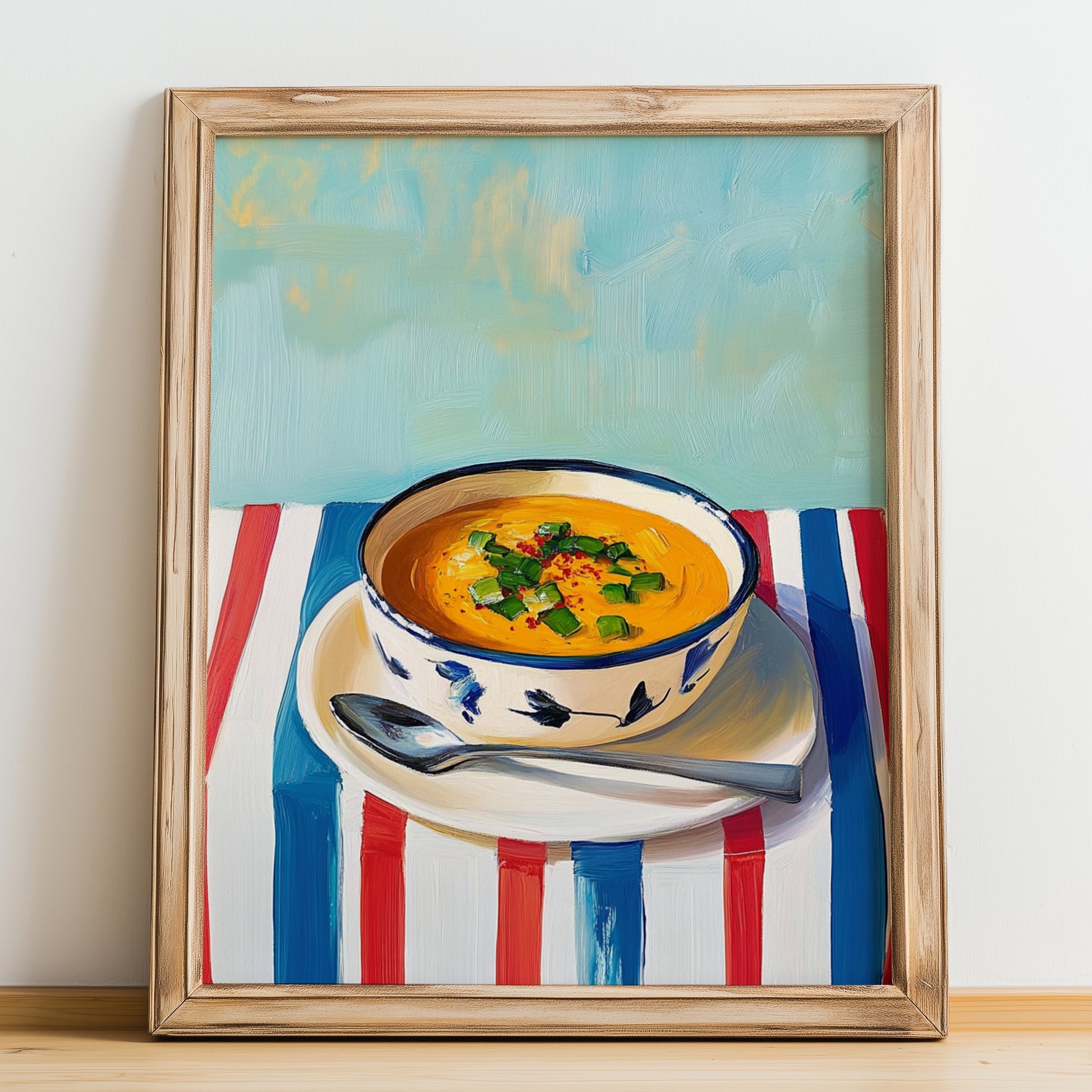 Tarhana Çorbası – Art, Turkish Food Wall Decor, no-text version framed in wood