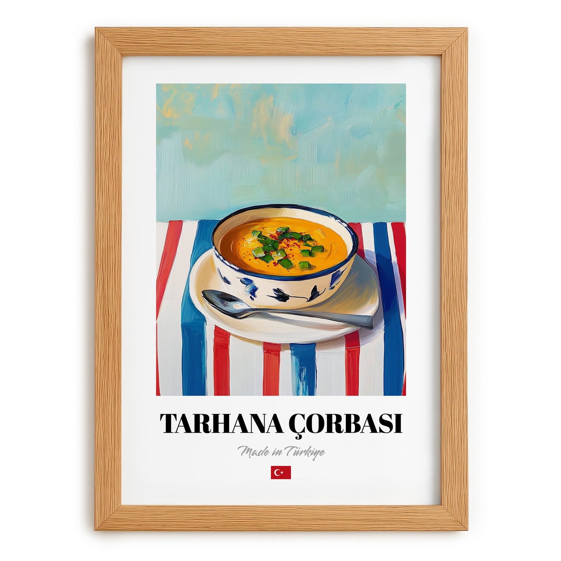 Tarhana Çorbası – Art, Turkish Food Wall Decor, set in oak frame