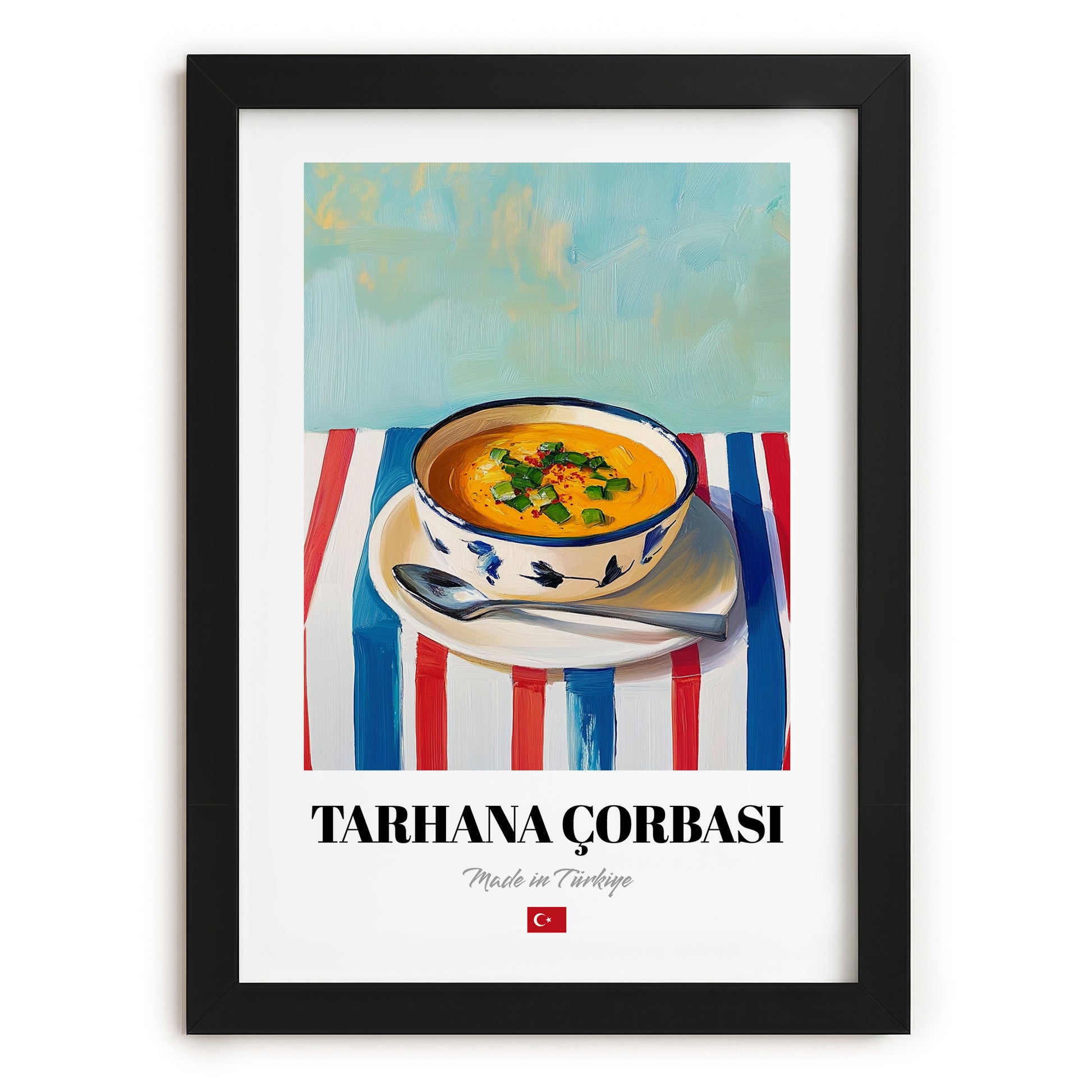 Tarhana Çorbası – Art, Turkish Food Wall Decor, in sleek black frame