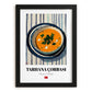 Tarhana Çorbası – on Striped Tablecloth, Turkish Food Still Life, in sleek black frame