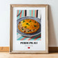 Perde Pilavı – on Striped Tablecloth, Turkish Food Illustration, in wooden frame leaning on the floor