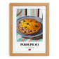 Perde Pilavı – on Striped Tablecloth, Turkish Food Illustration, set in oak frame