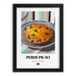 Perde Pilavı – on Striped Tablecloth, Turkish Food Illustration, in sleek black frame