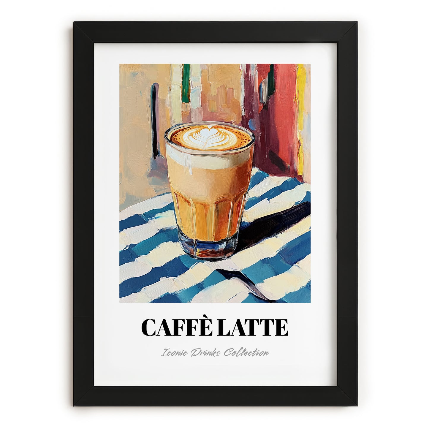 Caffè Latte – Italian Café on the Corner, Italian Coffee Still Life, in sleek black frame