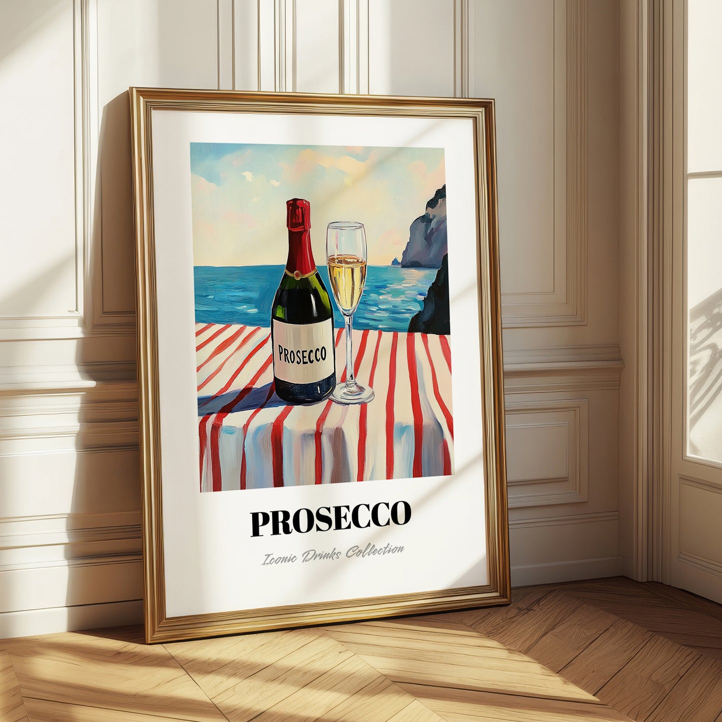 Prosecco – Italian Seaside Café Scene, Italian Wine Still Life