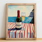 Prosecco – Italian Seaside Café Scene, Italian Wine Still Life, no-text version framed in wood