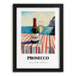 Prosecco – Italian Seaside Café Scene, Italian Wine Still Life, in sleek black frame