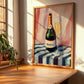 Prosecco – on Striped Tablecloth, Italian Wine Illustration, clean layout with no caption