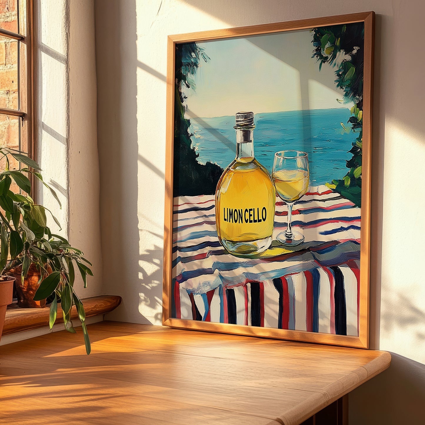 Limoncello – Italian Seaside Café Scene, Italian Spirit Wall Art, clean layout with no caption