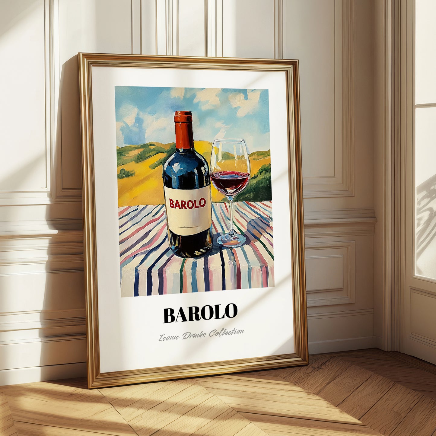 Barolo – Italian Hilltop Table Scene, Italian Wine Painting