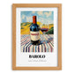 Barolo – Italian Hilltop Table Scene, Italian Wine Painting, set in oak frame
