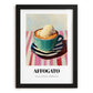 Affogato – on Striped Tablecloth, Italian Food Wall Decor, in sleek black frame