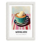 Affogato – on Striped Tablecloth, Italian Food Wall Decor, placed in minimal white frame