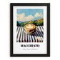 Macchiato – Italian Hilltop Table Scene, Italian Coffee Painting, in sleek black frame